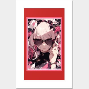 Aesthetic Anime Girl Pink Rosa Black | Quality Aesthetic Anime Design | Chibi Manga Anime Art Posters and Art